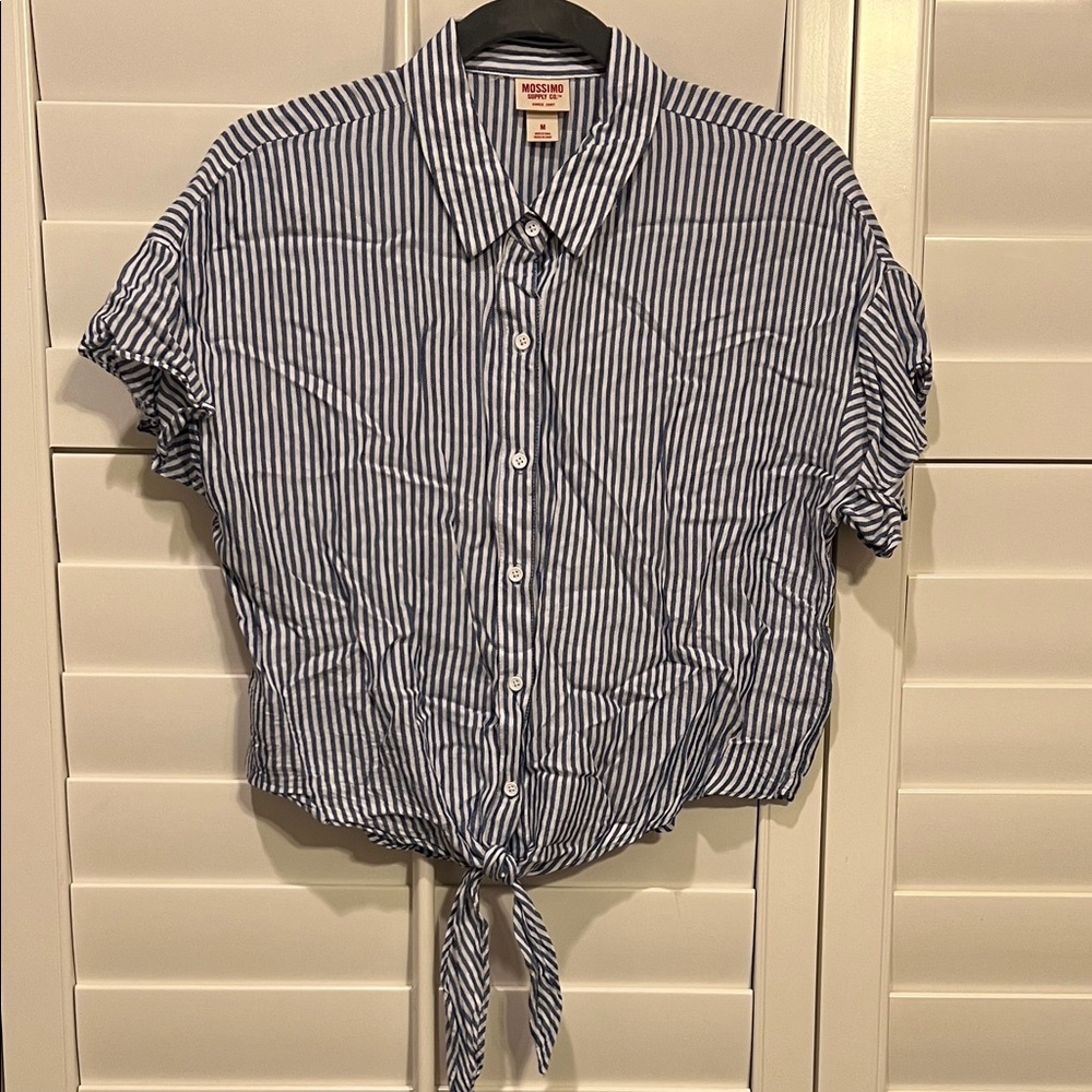 Mossimo Supply Co. Navy and White Striped Casual Shirt